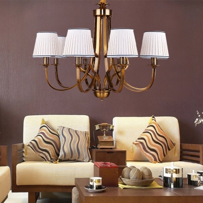 Traditional Chandelier Lighting with White Empire Shade 6/8 Heads Hanging Lamp for Living Room
