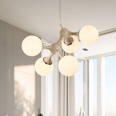 White Glass Modo Pendant Light with Adjustable Cord Modern 5/9/15 Lights Chandelier Lighting in Black/White