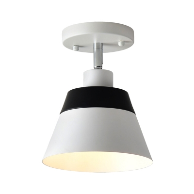 1 Head Black/Green Ceiling Mount with Conical Metal Shade Modern Semi-Flush Mount Ceiling Light for Study Room