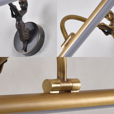 Black/Aged Brass Cylinder Vanity Light Modern Metal 1-Led 14