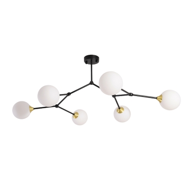 Black/Gold Branching Pendant Light with Clear/White Glass Shade 4/5/6 Lights Nordic Chandelier Lamp