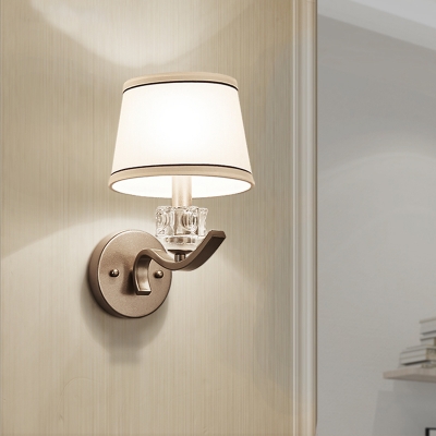 

Contemporary Nickle Wall Sconce Light with Drum Fabric Shade 1 Head Metal Sconce Light for Bathroom, HL563201