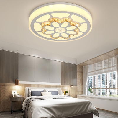 Crystal Flower LED Ceiling Light Contemporary Acrylic Ceiling Mount Light in Brown/White for Bedroom