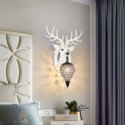 Elk Wall Light Contemporary 1 Light White/Brown Lantern Wall Mounted Light for Bedroom
