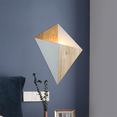 Geometric Wall Mounted Lighting 1 Light Wood and Metal Art Deco Wall Lamp for Bedroom