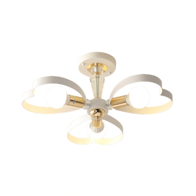Living Room Heart/Petal Ceiling Lamp Metal 3/5 Lights Contemporary Ceiling Mount Light in White
