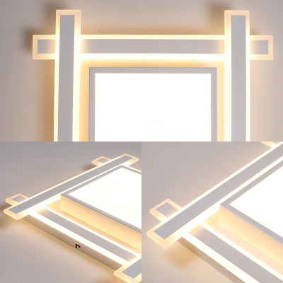 Warm/White Square Flushmount Lights Modern Acrylic 20.5