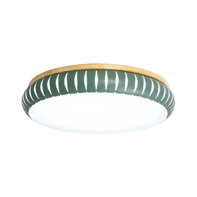 White/Pink/Green Circle Ceiling Mounted Fixture Acrylic Modern LED Flush Mount Lamp in Warm/White/Natural, 18