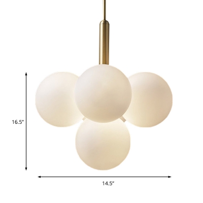 5/13 Lights Bubble Chandelier Lighting Vintage Frosted Glass Hanging Pendant Light in Brass