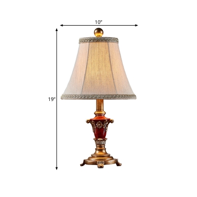 Bell Standing Table Light with White Fabric Shade 1-Light Traditional Table Lighting for Study Room