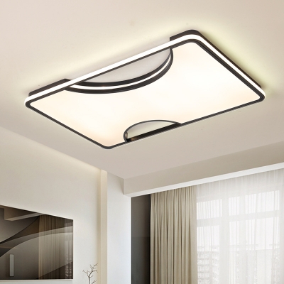Black/White Acrylic Flush Ceiling Light Fixture Simple LED Geometric Flushmount Light in Warm/White, 16