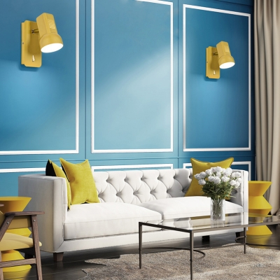 Black/Yellow Barn Wall Light Fixture Adjustable Modernist Metal 1 Light Wall Sconce for Living Room, 4