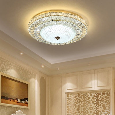 Clear Crystal Flushmount Ceiling Light Integrated Led Contemporary Flush Light with Glass Diffuser