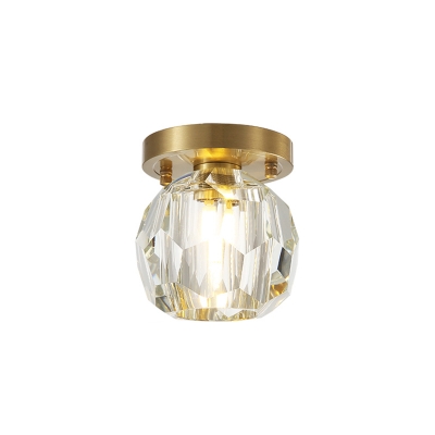 Crystal Shade Ceiling Lamp Modern 1 Head Ceiling Light in Brass for Living Room Bedroom Corridor Kitchen