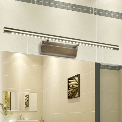 Modern Linear Bath Bar Adjustable Integrated Led Vanity Lighting in Aged Brass for Bathroom
