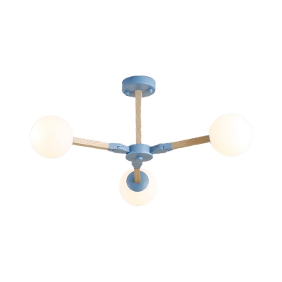 Modo Chandelier Lighting Opal Glass Shade 3/6/9 Lights Macaron Hanging Light in Blue/Grey/Pink