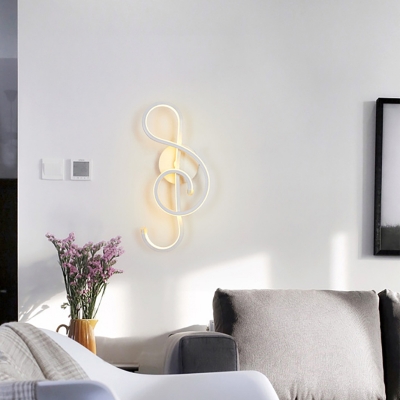 Musical Note Wall Light Fixture Modern Decorative Led White Sconce Lighting for Home
