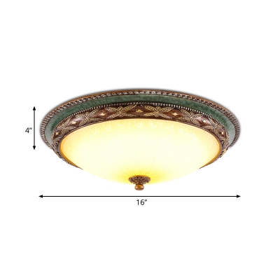 Traditional Dome Flush Lighting Amber Handblown Glass 13.5