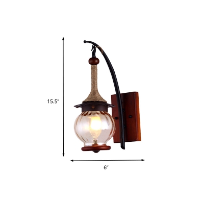 1 Bulb Globe Wall Lamp Industrial Water Glass Wall Sconce Lighting Fixture in Copper