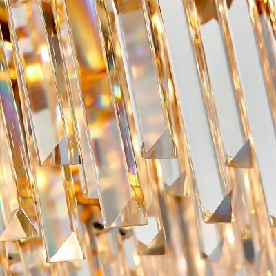 8-Light Stainless Steel Pendant Lighting Modern Iron Crystal Hanging Chandelier in Brass
