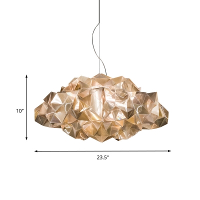 Acrylic Cloud Pendant Lamp with Faceted Design 4 Bulbs Post Modern Hanging Ceiling Light in Clear/Gold