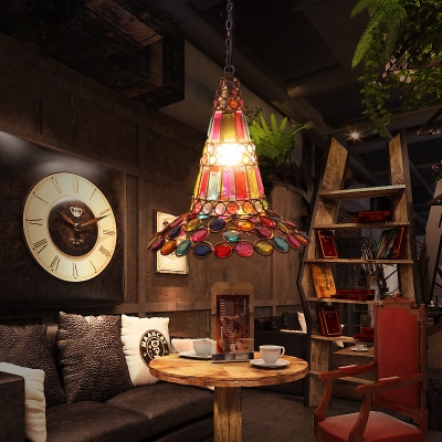 Antique Style Flared Hanging Lamp 1 Light Metal Restaurant Pendant Lighting in Copper