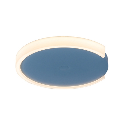 Blue Round Flush Mount Ceiling Light with Acrylic Diffuser Metal Nordic Bedroom Lighting in Warm/White/Neutral