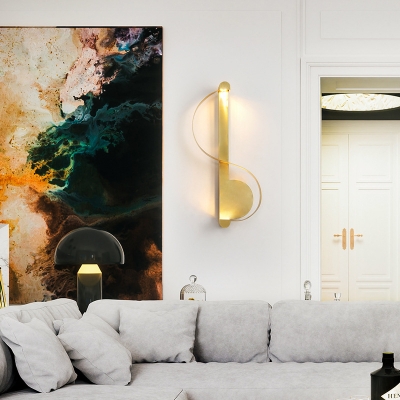 Curved Wall Mount Lighting With Metal, Wall Art Lighting Fixtures