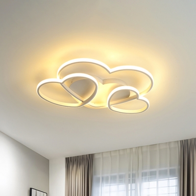 Gold/Pink/White Heart Flush Ceiling Lamp Modern Metal Integrated Led Flush Mount Lighting, 19.5