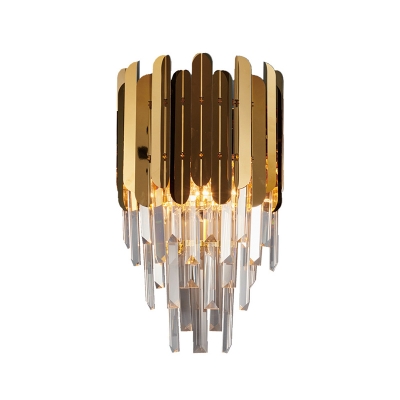 K9 Crystal Wall Lighting with Sheetmetal Contemporary 1 Light Sconce Light Fixture in Brass for Bedroom