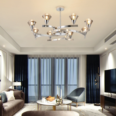 Nordic Diamond Chandelier Lamp 6/8/10 Lights Glass Ceiling Pendant Light in Chrome/Gold for Living Room