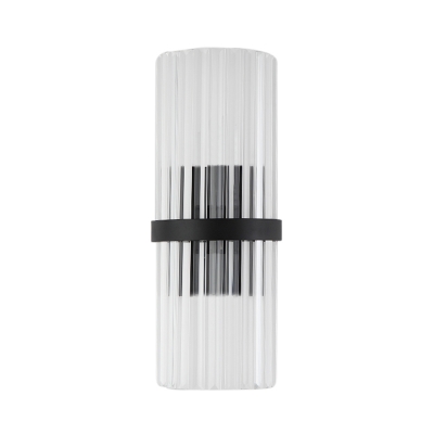 1/2-Pack Postmodern Tube Wall Light Clear Crystal Black Sconce Lamp for Dining Room Kitchen