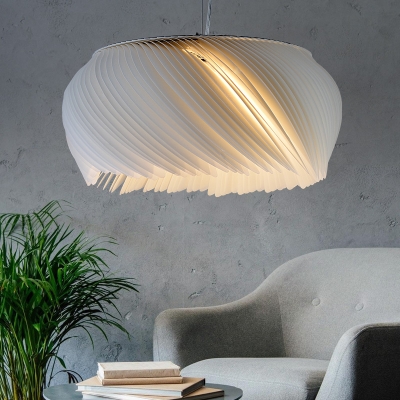 1 Light Donut Pendant Light Modern Acrylic Living Room Suspension Lamp in White