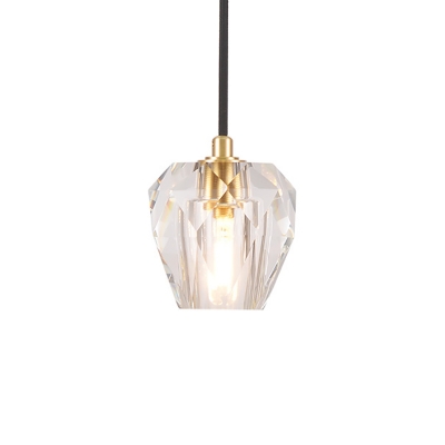 1 Light Mini Hanging Ceiling Light Contemporary Clear Faceted Crystal Pendant Light for Bedside