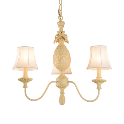 3/5/8 Lights Chandelier with White Empire Shade Rustic Style Fabric Hanging Light in Beige