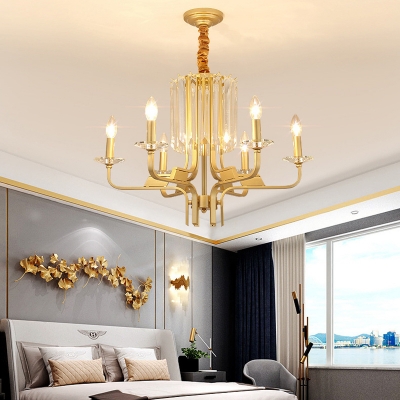 4/6/8/10 Lights Hanging Ceiling Light Transitional Crystal and Metal Hanging Chandelier in Brass for Indoor