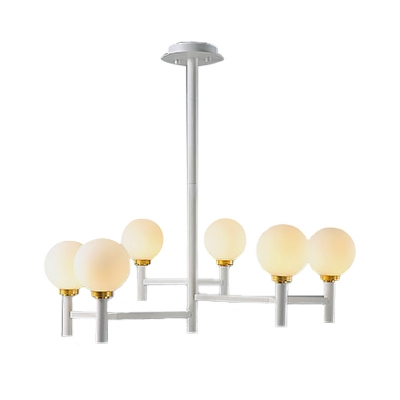 6/8 Lights Orb Pendant Lighting with Frosted Glass Shade Modern Hanging Ceiling Light in Black/Gold/White