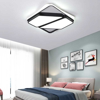 Black Geometric Flush Mount Lighting Modern Metal Led Ceiling Flush Light with Acrylic Shade