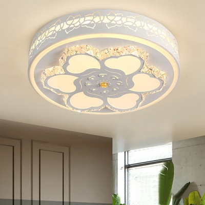 Circular Hotel Office Ceiling Light with Flower Acrylic Modern Stylish LED Ceiling Mount Light in Brown/White