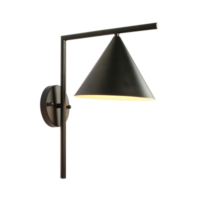 Conical Metal Wall Lighting Contemporary 1 Light Black/White/Gold Sconce Light Fixture over Table, 8