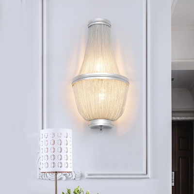 Empire Wall Lighting with Metal Chain Shade Art Deco 2 Lights Wall Mount Light in Coffee/Silver