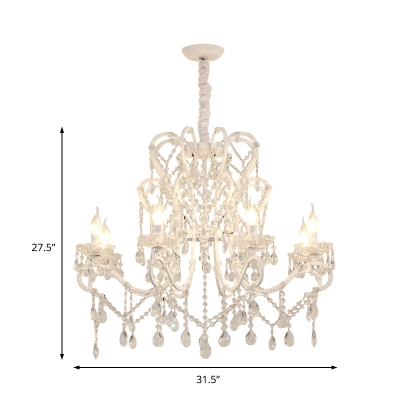 Gold/White Candle Hanging Chandelier Traditional Metal 4/5/6/8 Lights Lighting Fixture for Living Room