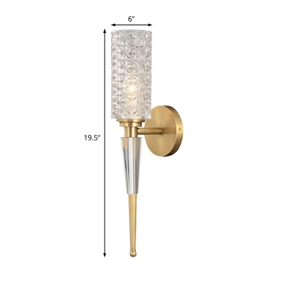 Hallway Dining Room Wall Light Clear Crystal Metal 1 Light Luxurious Gold Sconce Light