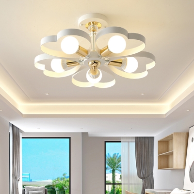 Living Room Heart Petal Ceiling Lamp Metal 3 5 Lights Contemporary Mount Light In White Beautifulhalo Com - Ceiling Lights Contemporary