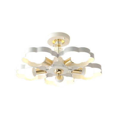 Living Room Heart/Petal Ceiling Lamp Metal 3/5 Lights Contemporary Ceiling Mount Light in White