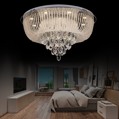 Luxury Clear Crystal Flush Mount Ceiling Light Modern Integrated Led Flush Lamp, 23.5