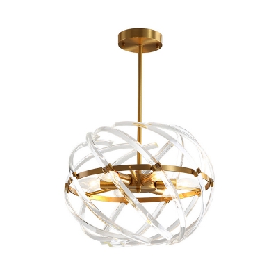 Metal Sphere Hanging Light Fixture 6 Lights Traditional Pendant Lamp for Living Room