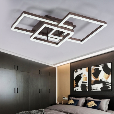 Modern Led Traverse Flush Mount Light Metallic Flush Ceiling Light in Brown, Warm/White/Neutral Light
