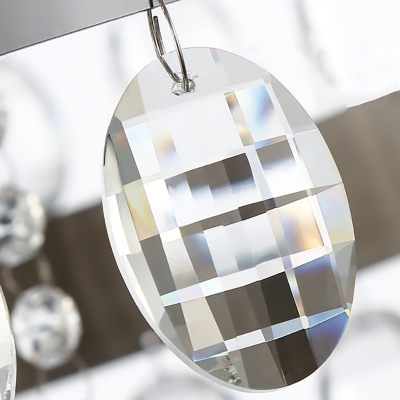 Round Crystal Hanging Ceiling Lights for Bedroom, Modern Metal Unique Chandelier in Chrome