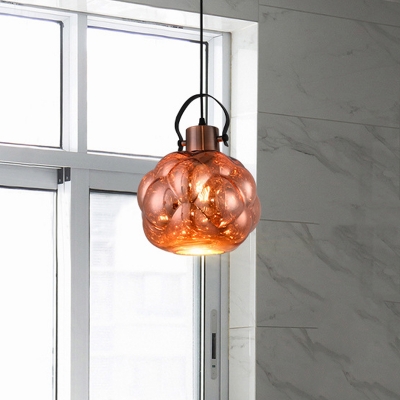 Single Light Global Hanging Ceiling Light Art Deco Mirrored Glass Pendant Light in Chrome/Gold/Rose Gold